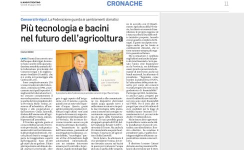 Dalla stampa: "Più tecnologia e bacini nel futuro dell'agricoltura"