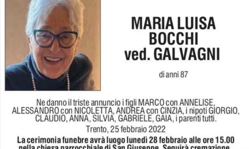Cordoglio per la morte di Maria Luisa Bocchi